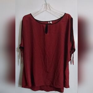 Cato Burgundy Blouse with Black Trim